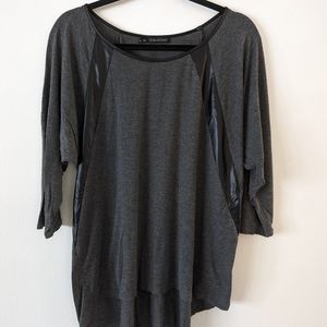 Women's Plus Size Shirt, Grey and Black, Size 0x